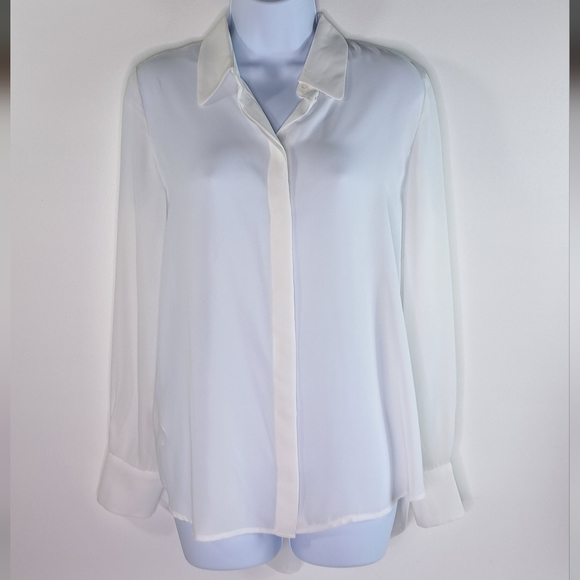 Mango Off White Flowy Button Up Shirt Size 4 - Picture 1 of 15